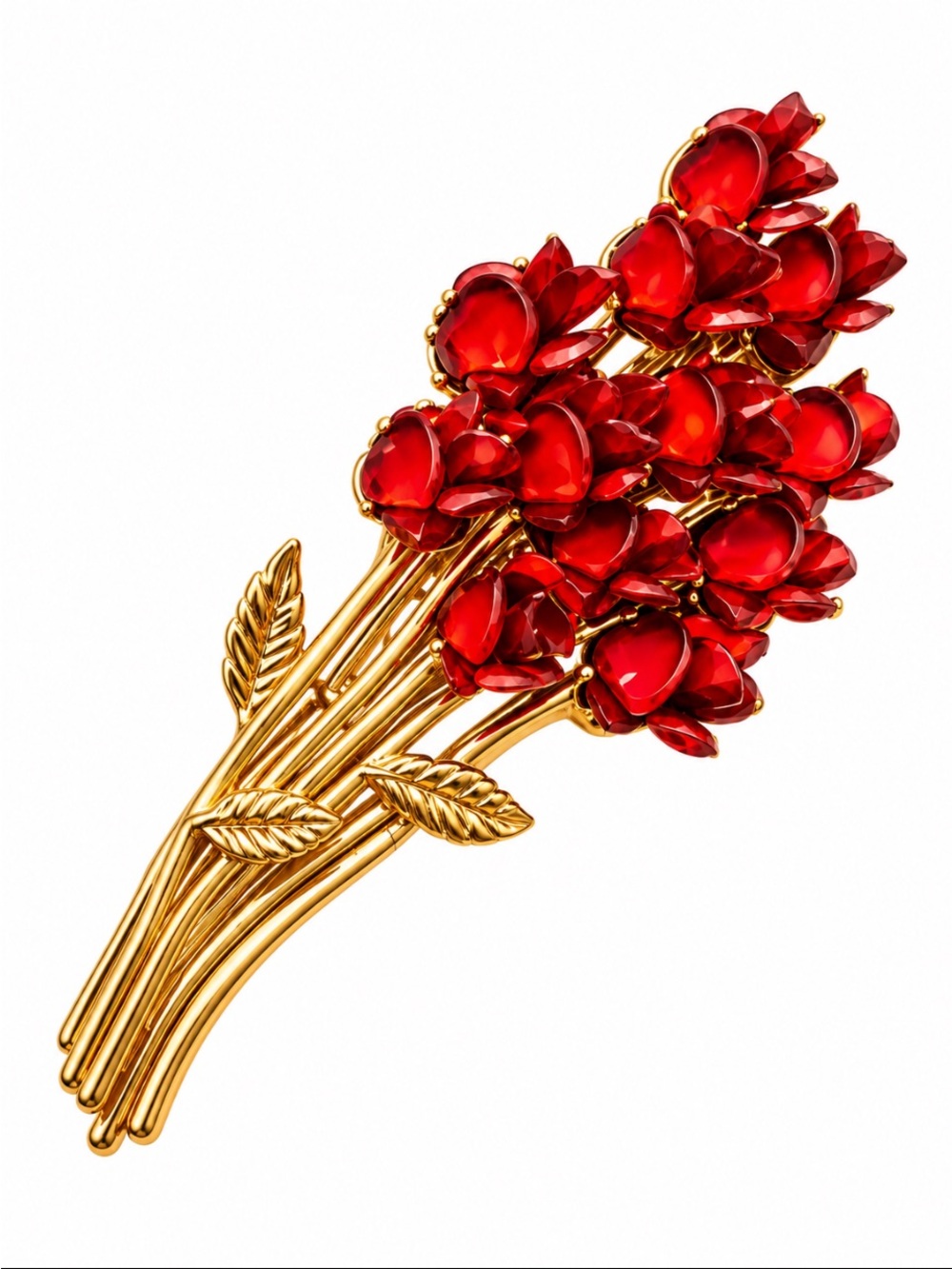 Vintage Signed David Monn Brooch Dozen Red Roses Bouquet